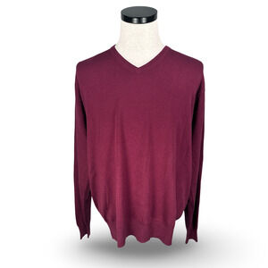 Peter Millar Sweater Men’s XL Burgundy Silk Cashmere Cotton Blend V-Neck Knit